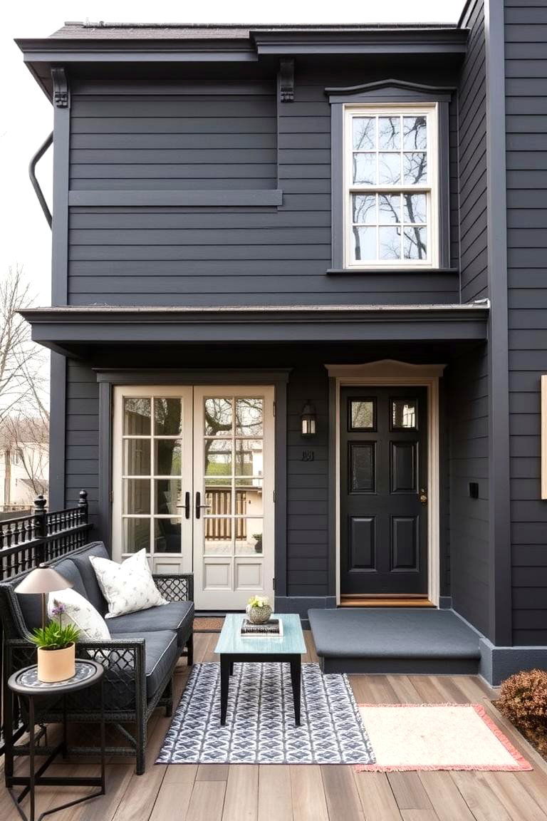 Historic Charm Reimagined - 24 Dark Grey House Exterior Ideas