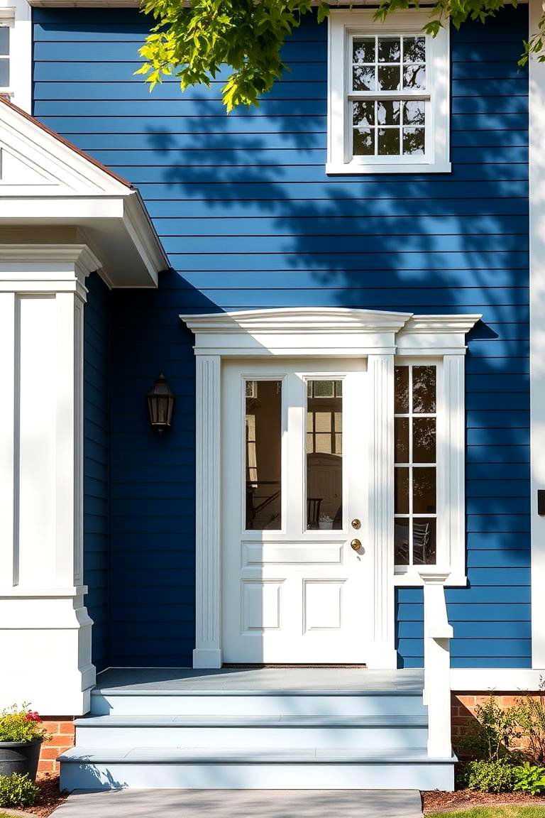 Historic Revival Influence - 24 Blue House Siding With White Trim