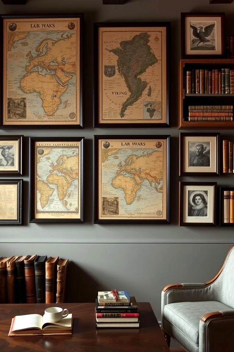 Historical Map Decor - 24 Viking Bedroom Ideas