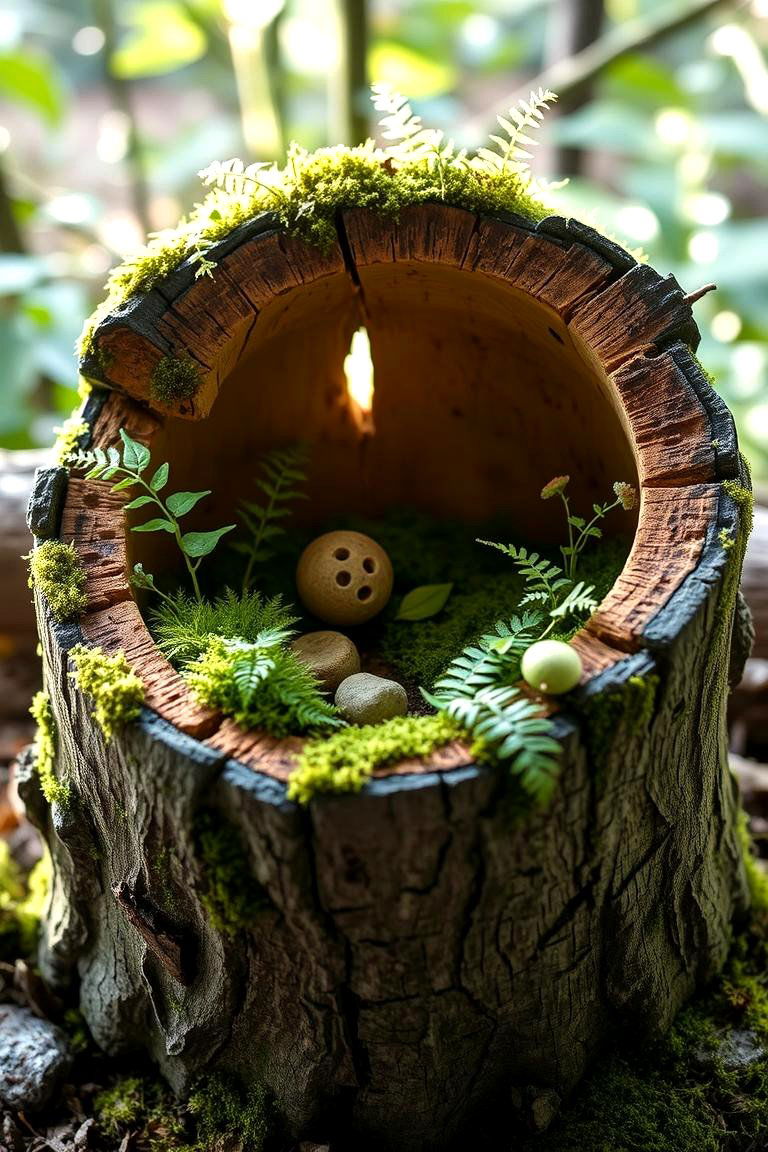 Hollow Tree Stump Garden - 24 Fairy Garden Container Ideas