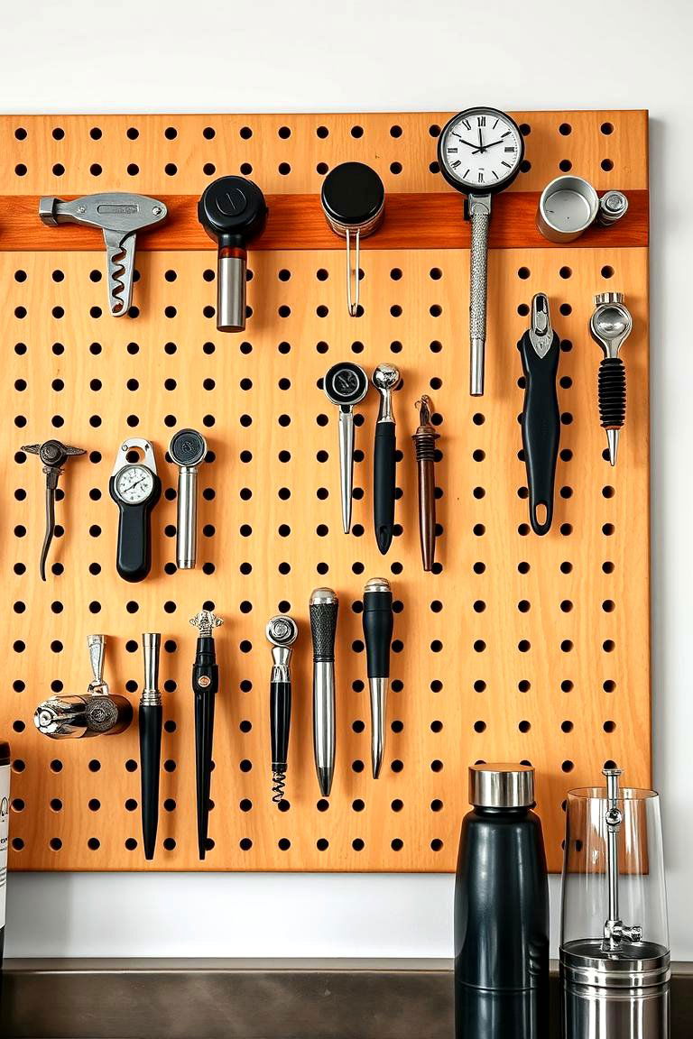 Home Bar Setup - 24 Pegboard Ideas