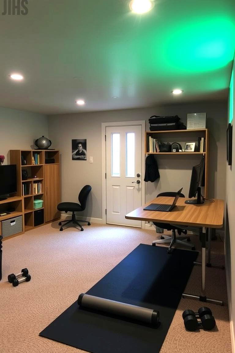 Home Gym Office Combo - 24 basement office ideas