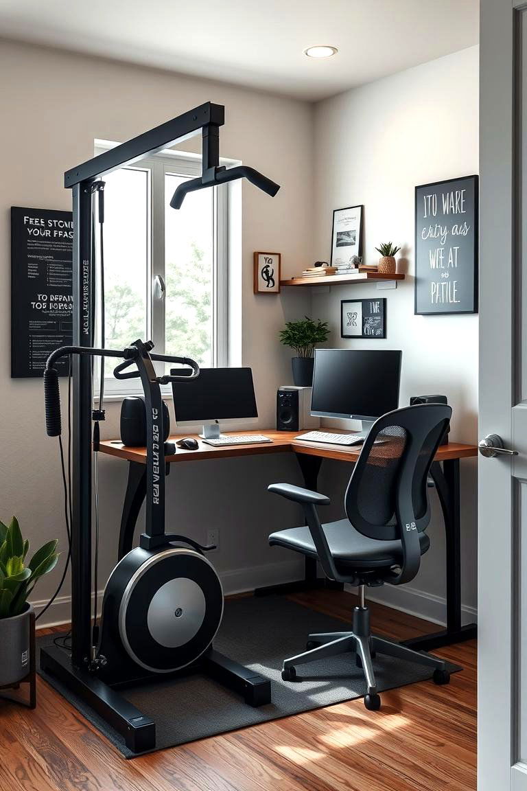 Home Gym Office Corner - 24 Home Office Ideas for Him