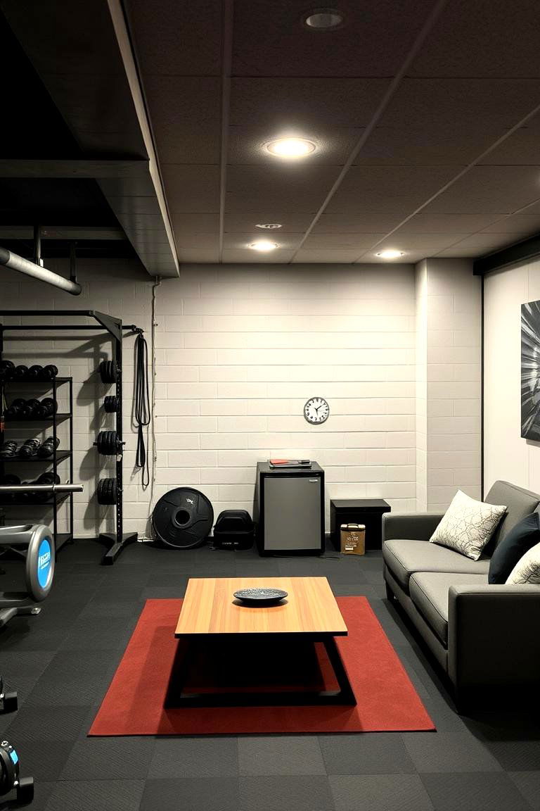 Home Gym with a Lounge Area - 24 Basement Gym Ideas