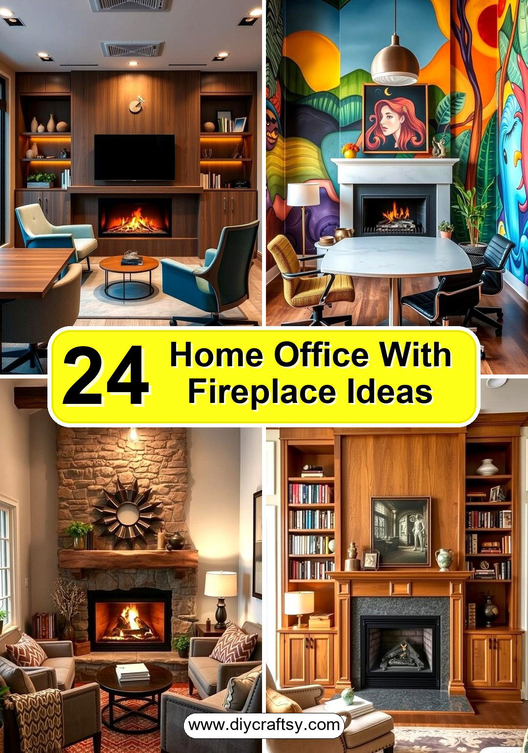 Home Office With Fireplace Ideas