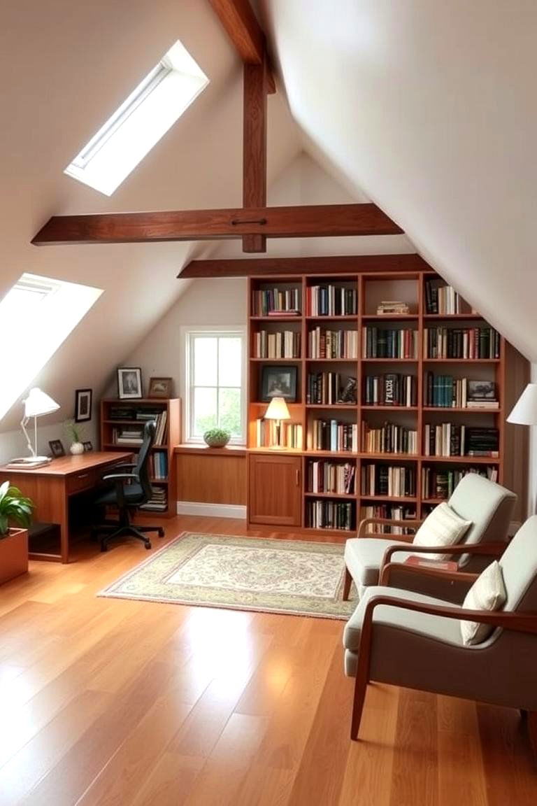 Home Office and Library Combo - 24 attic room ideas
