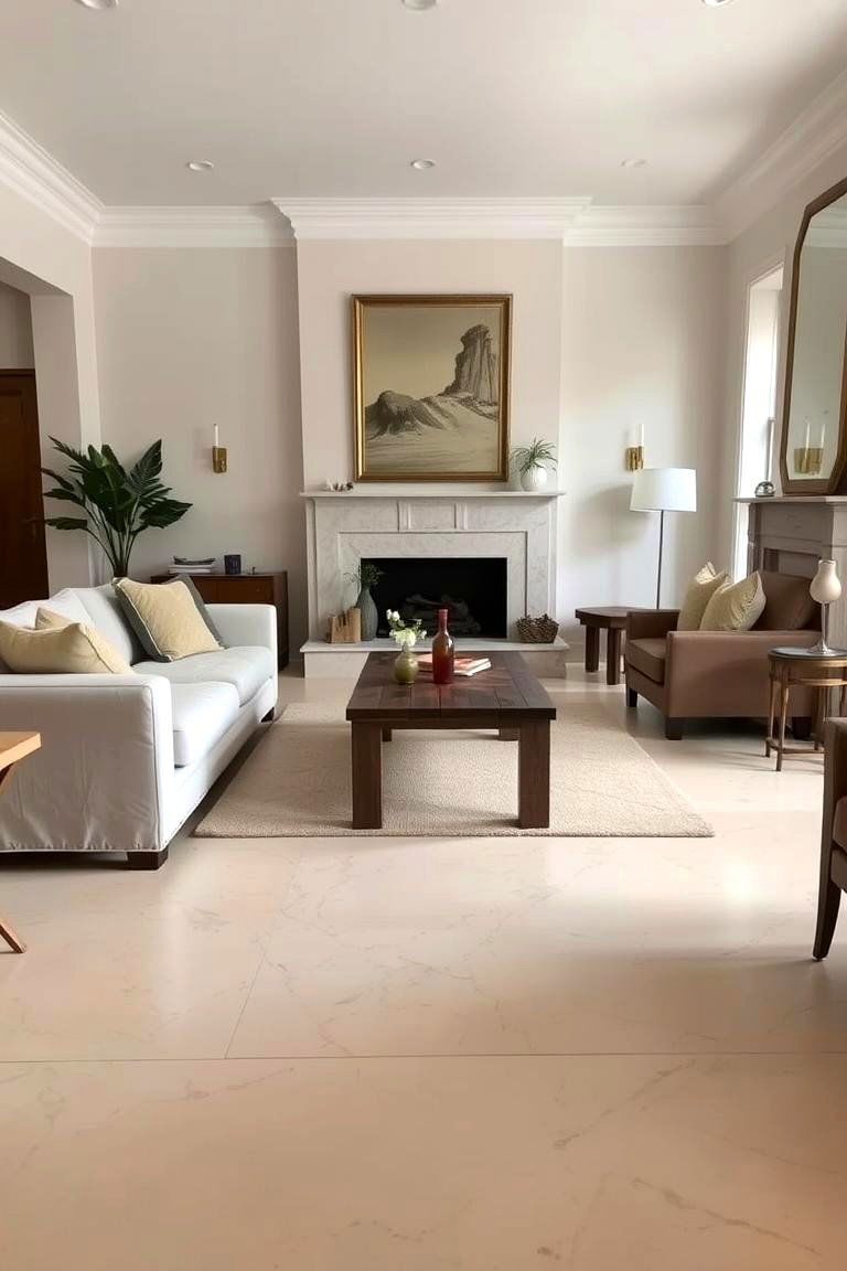 Honed Marble Understated Luxury - 24 Marble Floor Living Room Ideas