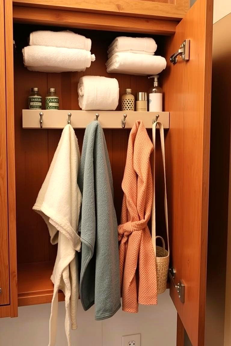 Hooks for Hanging Towels and Robes - 24 Bathroom Cabinet Organizing Ideas