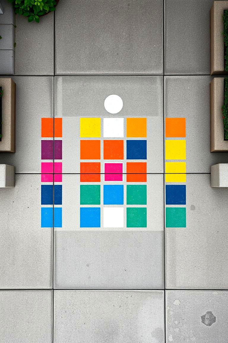 Hopscotch or Games Board - 24 Painted Concrete Patio Ideas
