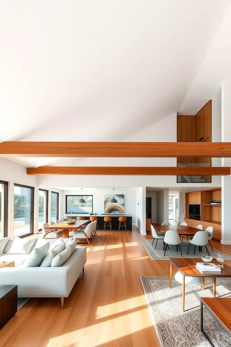 Horizontal Beams for an Open Concept Space - 24 Decorative Ceiling Beam Ideas