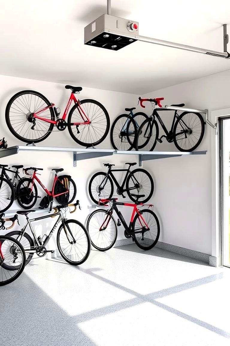 Horizontal Bike Shelves - 24 Garage Bike Storage Ideas