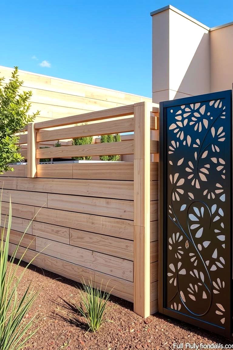 Horizontal Fence with Decorative Panels - 24 Horizontal Fence Ideas