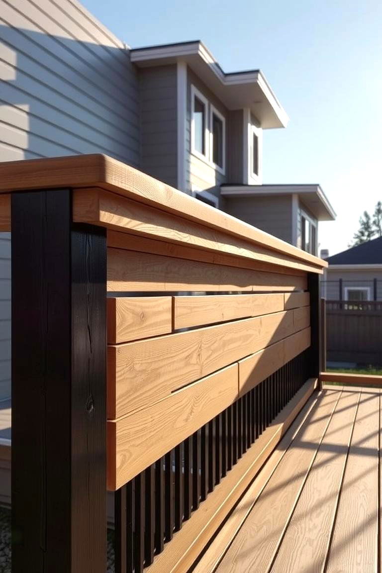Horizontal Railing with Clean Lines - 24 Wood Deck Railing Ideas