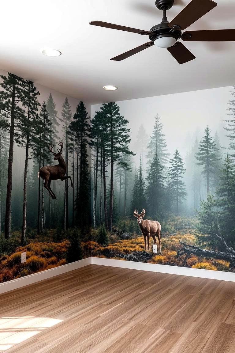 Hunt Themed Wall Murals - 24 Hunting Bedroom Ideas