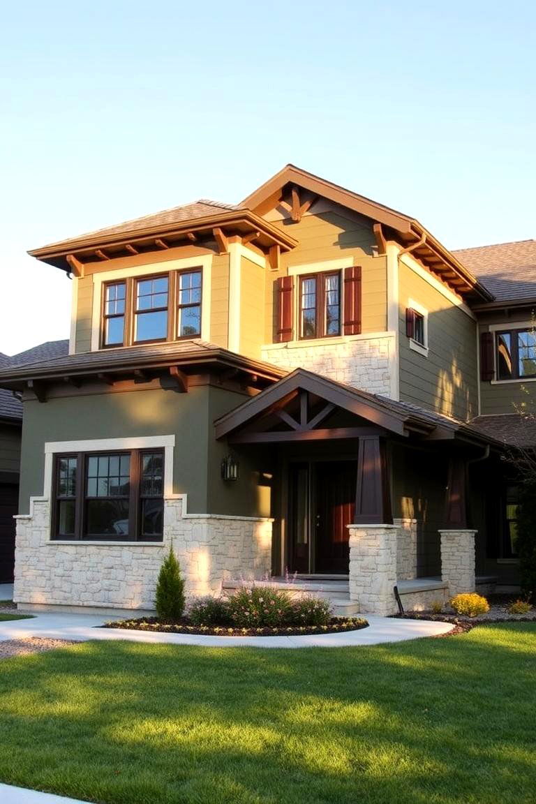 Hunter Olive Green Sophisticated Blend - 24 Green Exterior House Paint Ideas