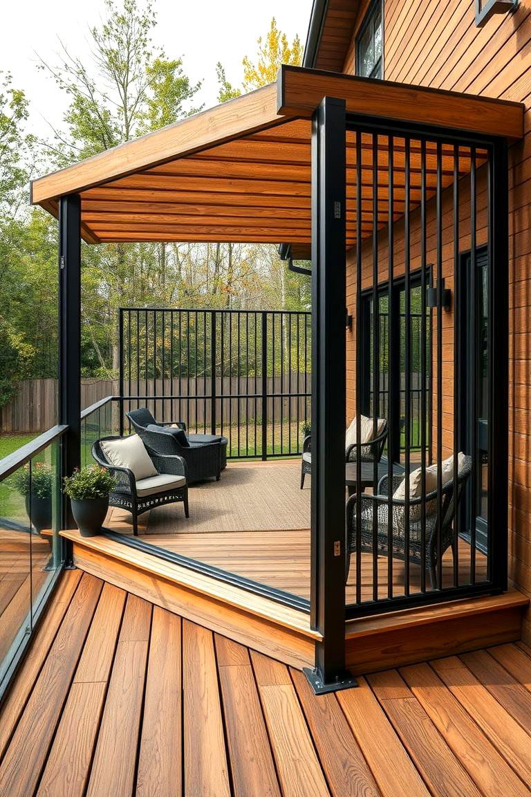 Hybrid Metal and Wood Screens - 24 Deck Privacy Ideas