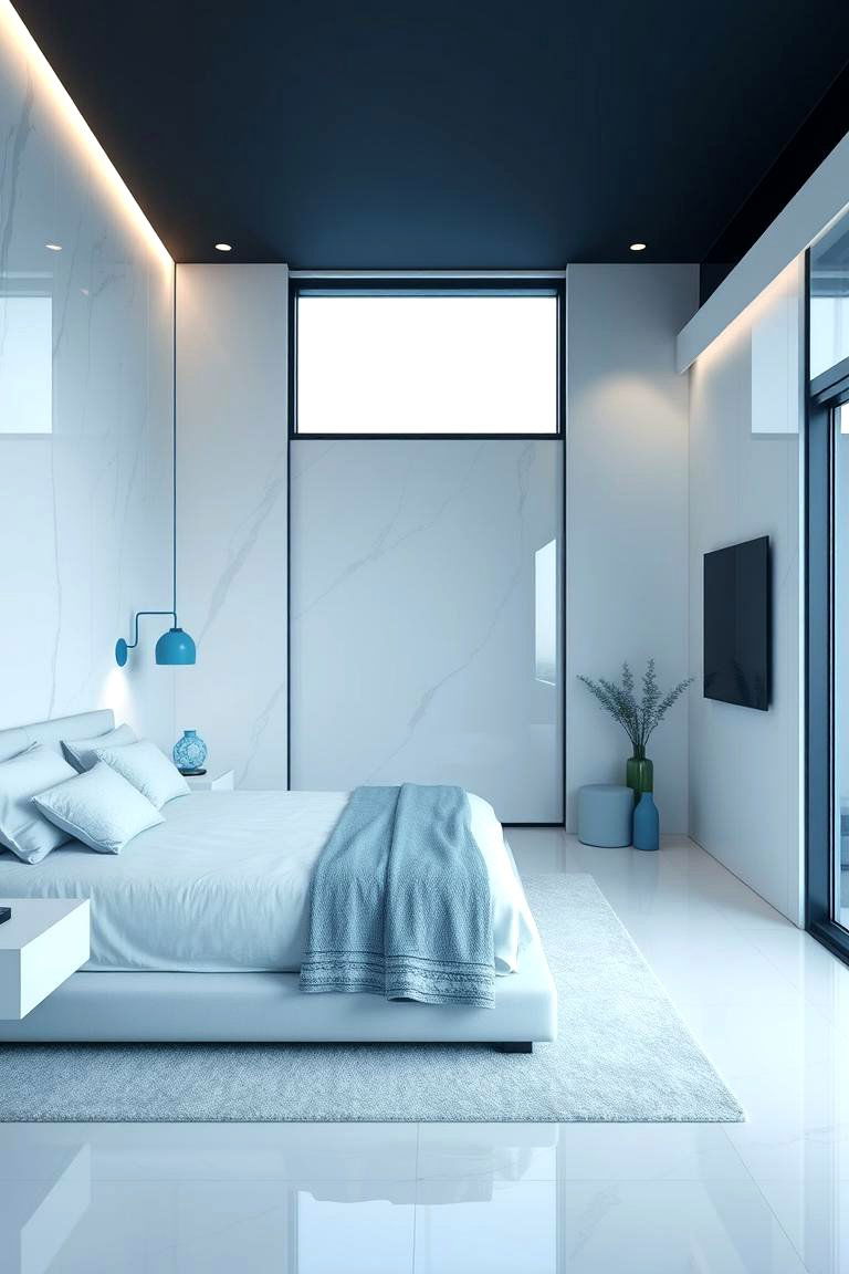 Icy Blue Modernity - 24 Moody Blue Bedroom Ideas