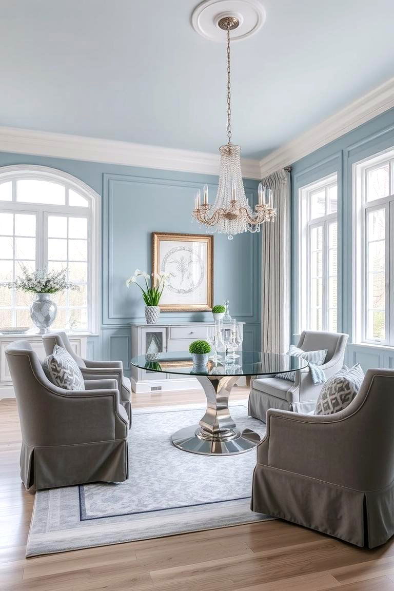 Icy Blue for a Cool Crisp Aesthetic - 24 Dining Room Paint Colors