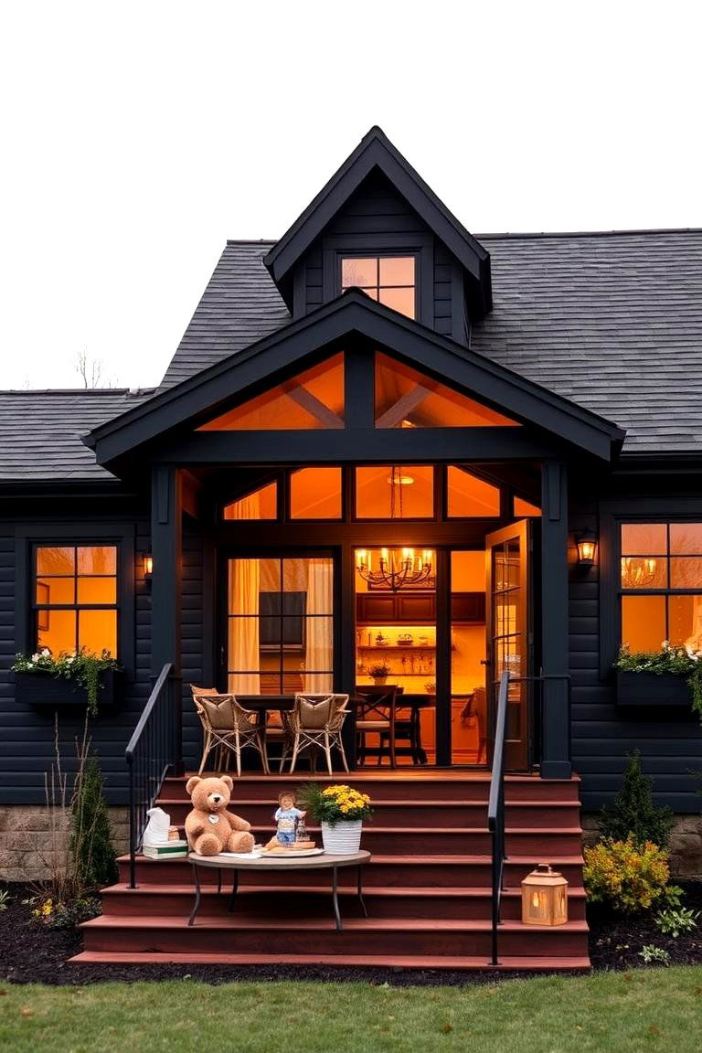 Ideal Space for Family Gatherings - 24 Dark Brown House With Black Trim
