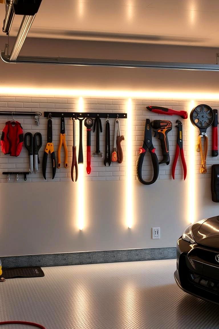Illuminated Accent Lighting - 24 Garage Wall Ideas