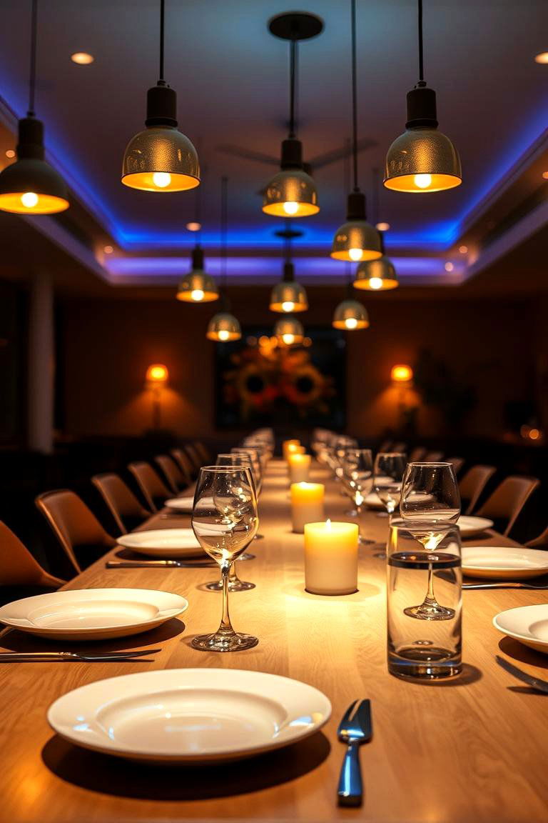 Illuminated Ambient Lighting - 24 Dining Room Table Decor Ideas