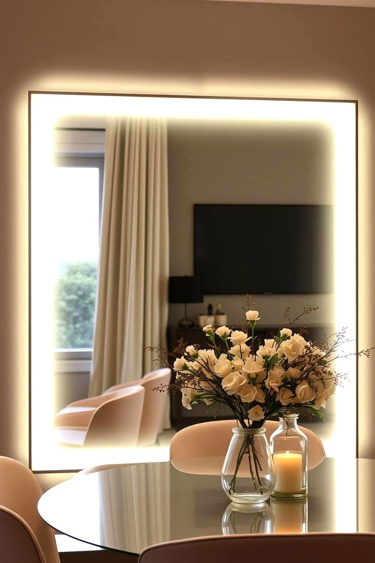 Illuminated Backlit Mirror - 24 Dining Room Mirror Ideas