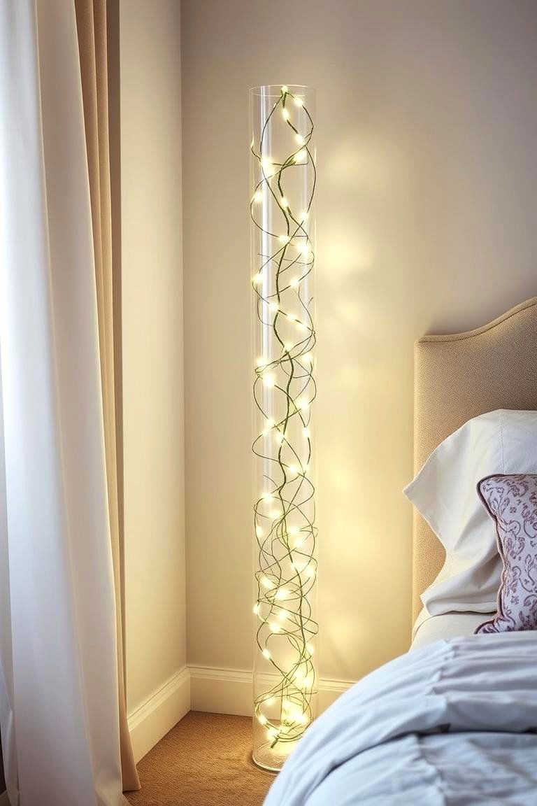 Illuminated Beauty with Fairy Lights - 24 Large Floor Vase Decoration Ideas