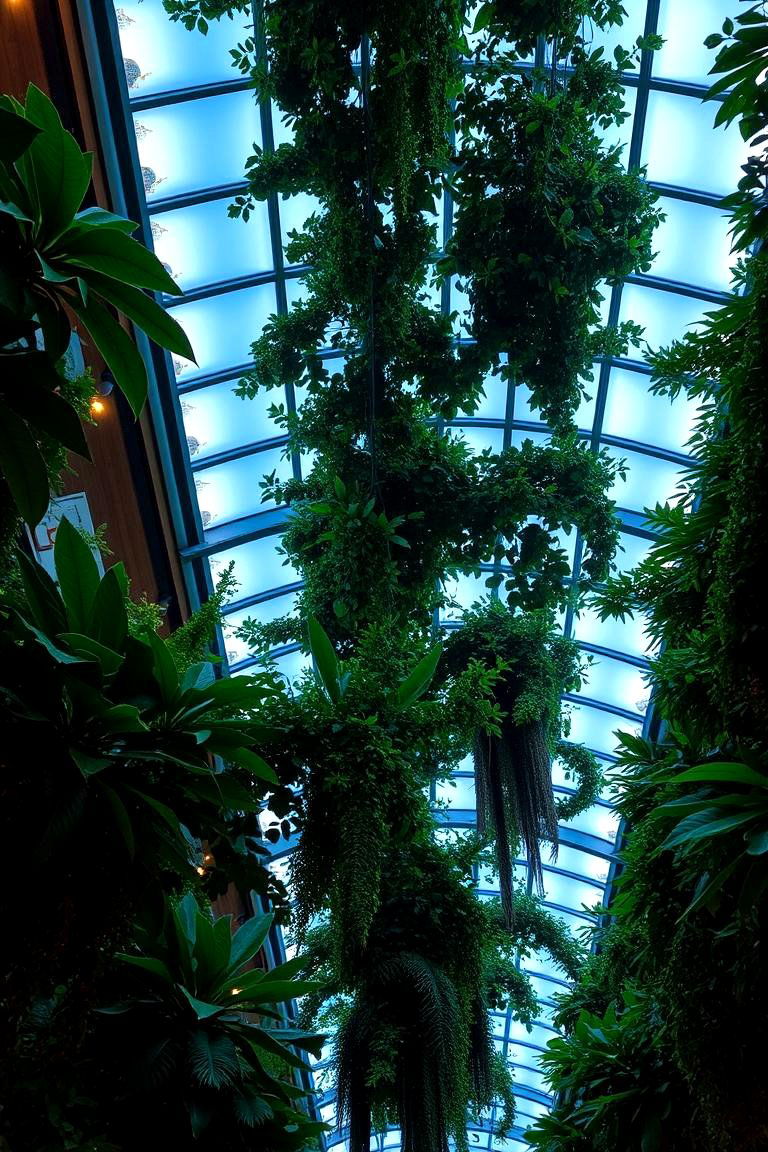 Illuminated Botanical Ceiling - 24 Green Ceiling Ideas