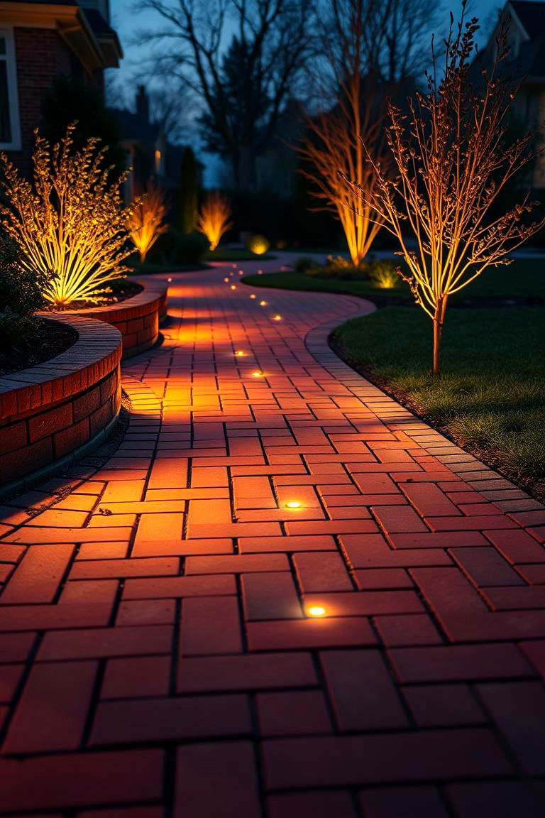 Illuminated Brick Landscape Lighting - 24 Brick Landscaping Ideas