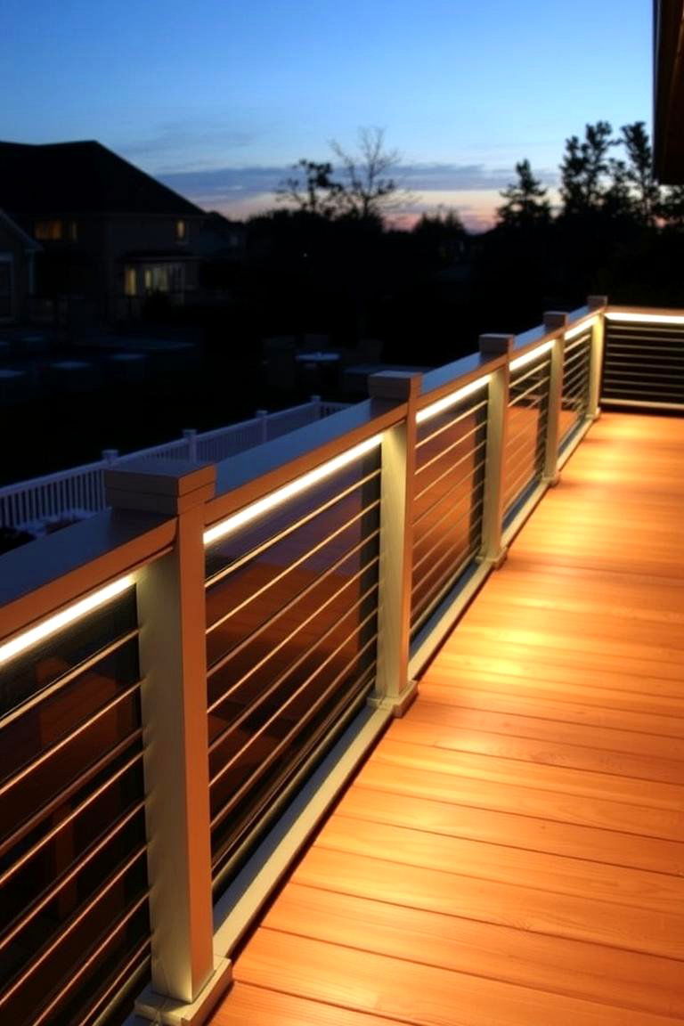Illuminated Custom LED Railing - 24 Horizontal Deck Railing Ideas