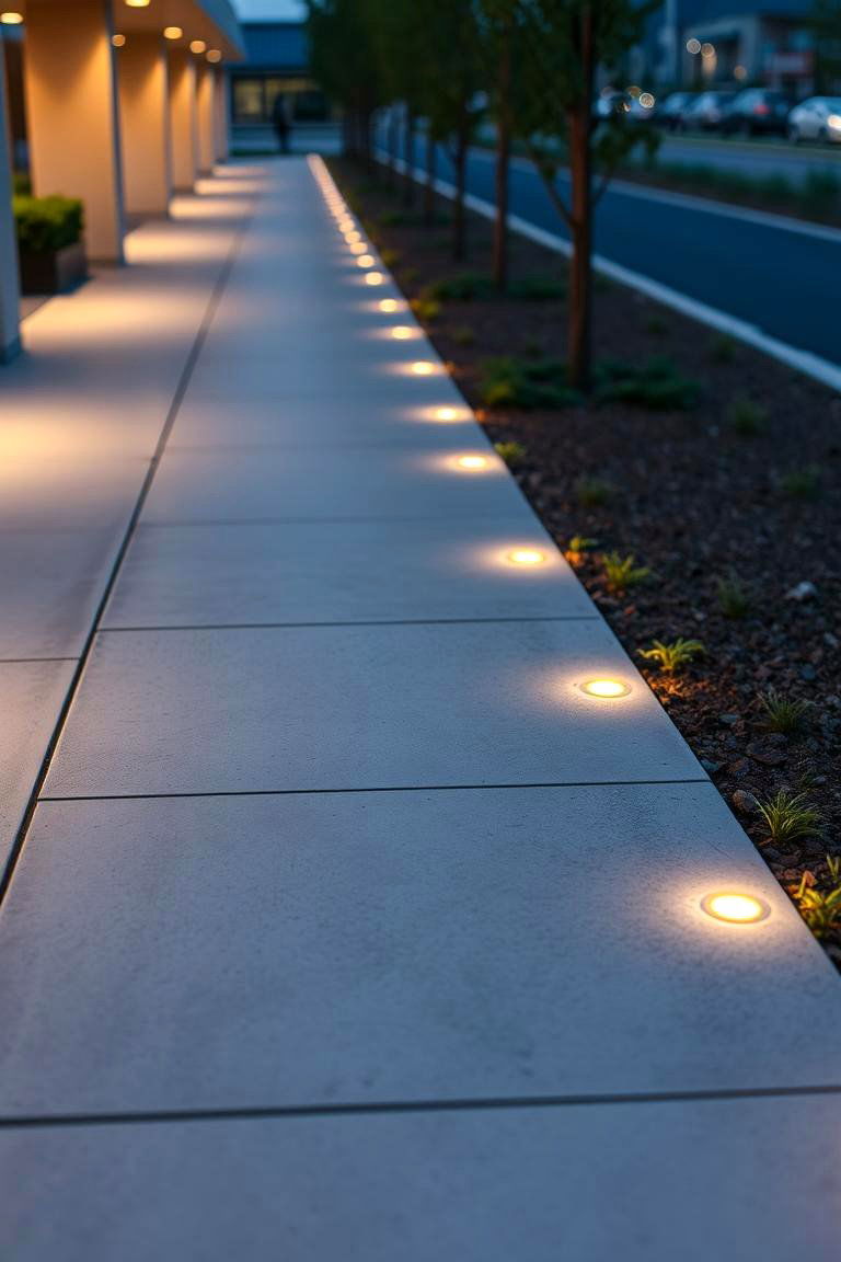 Illuminated Edge Detailing - 24 Concrete Paver Walkway Ideas