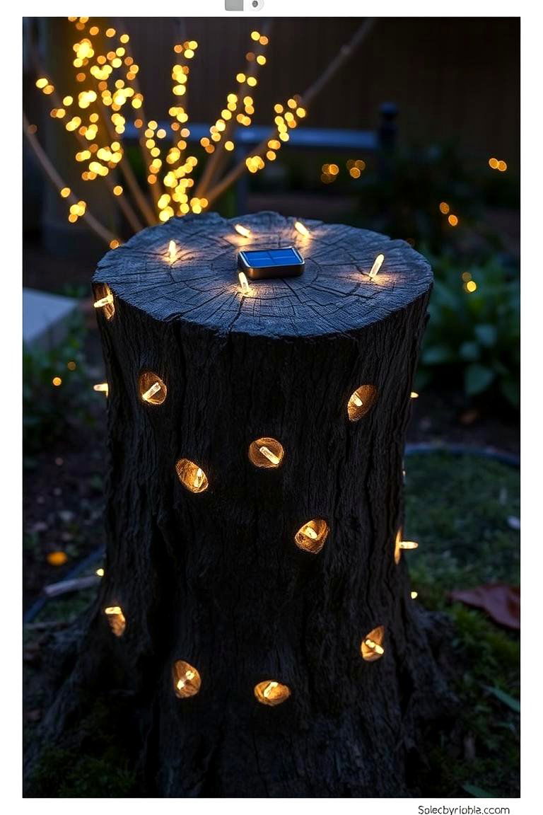 Illuminated Garden Feature - 24 Tree Stump Decorating Ideas