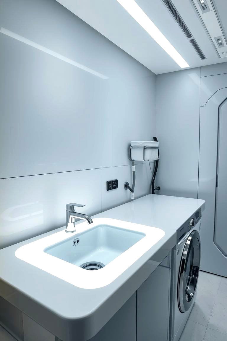 Illuminated LED Accent - 24 Laundry Room Sink Ideas