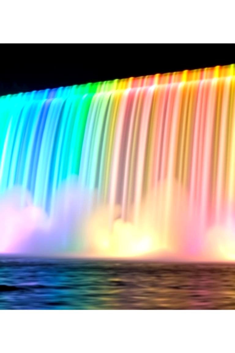 Illuminated LED Ambience Falls - 24 Pondless Waterfall Design Ideas