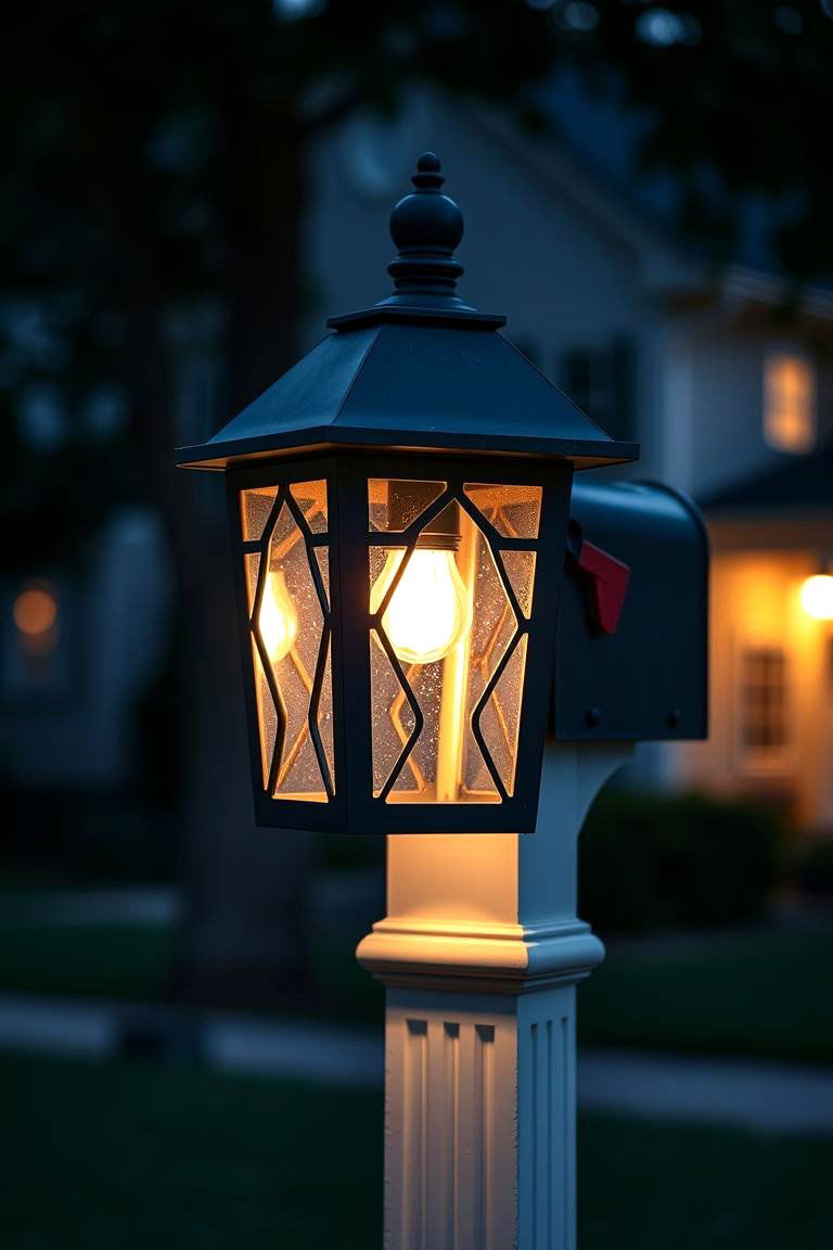 Illuminated Mailbox Post - 24 Mailbox Landscaping Ideas