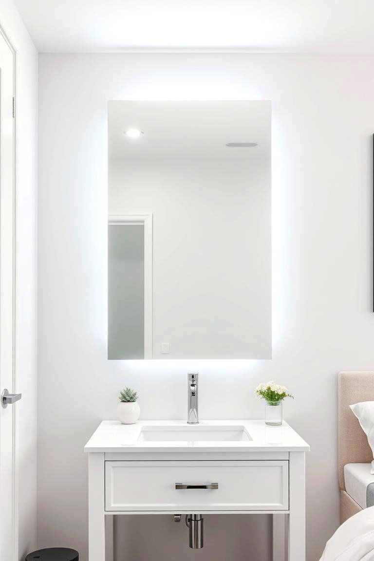 Illuminated Mirror with Touch Controls - 24 Makeup Vanity Ideas