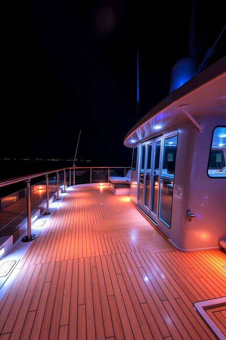 Illuminated Night Deck - 24 Floating Deck Ideas