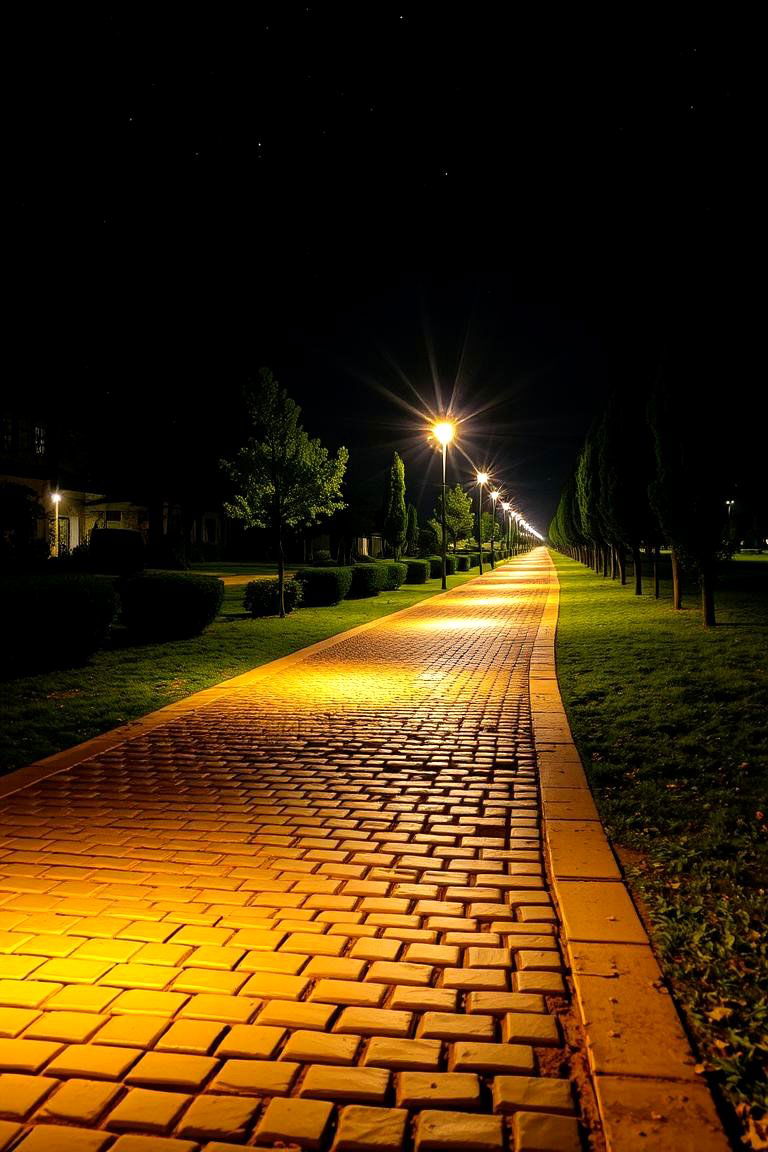 Illuminated Night Walkway - 24 Cobble Stone Walkway Ideas