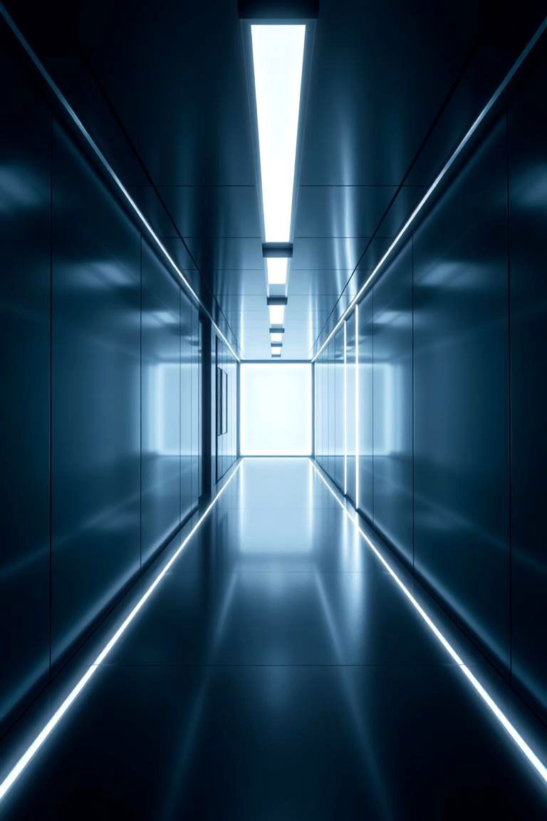 Illuminated Pathway - 24 Black Hallway Ideas