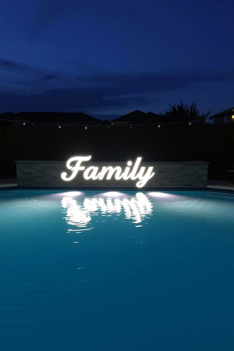 Illuminated Pool Signage or Art - 24 Pool Lighting Ideas