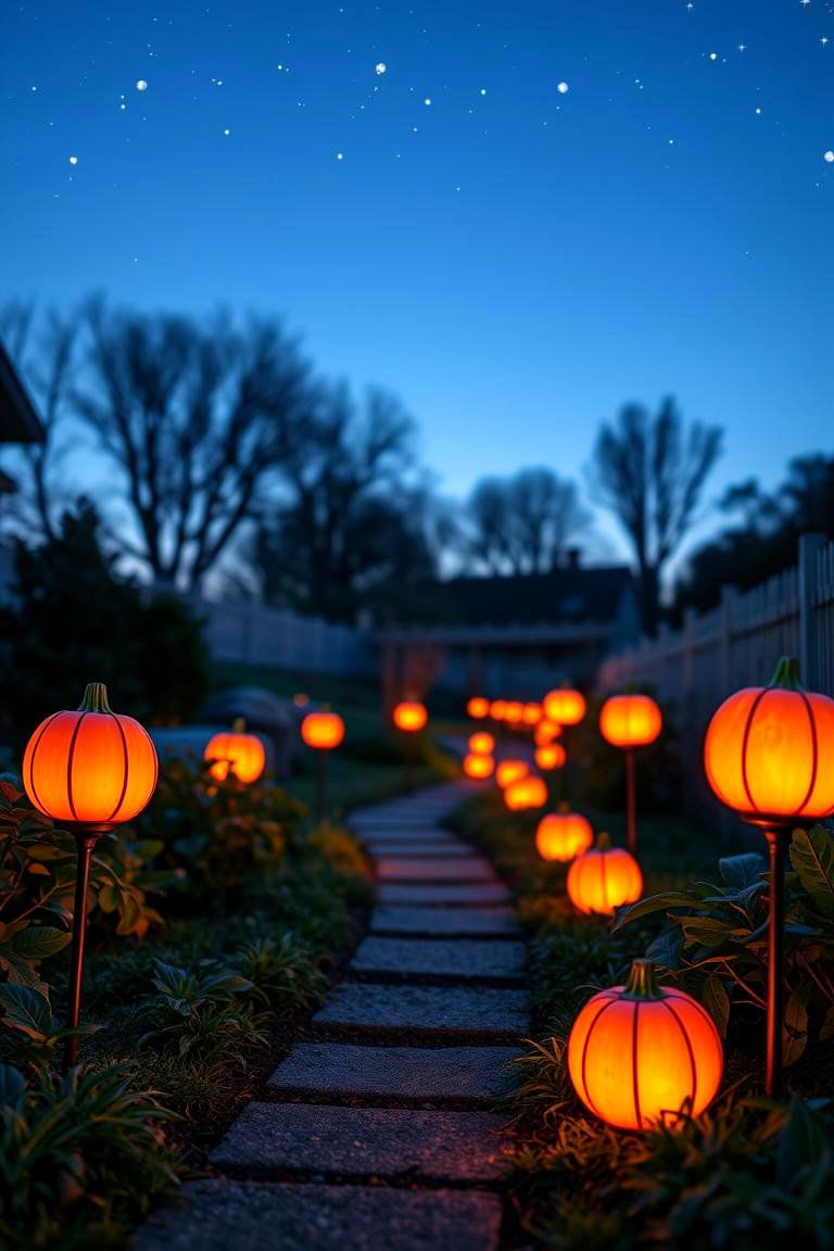 Illuminated Pumpkin Pathway Markers - 24 Pumpkin Decor Ideas
