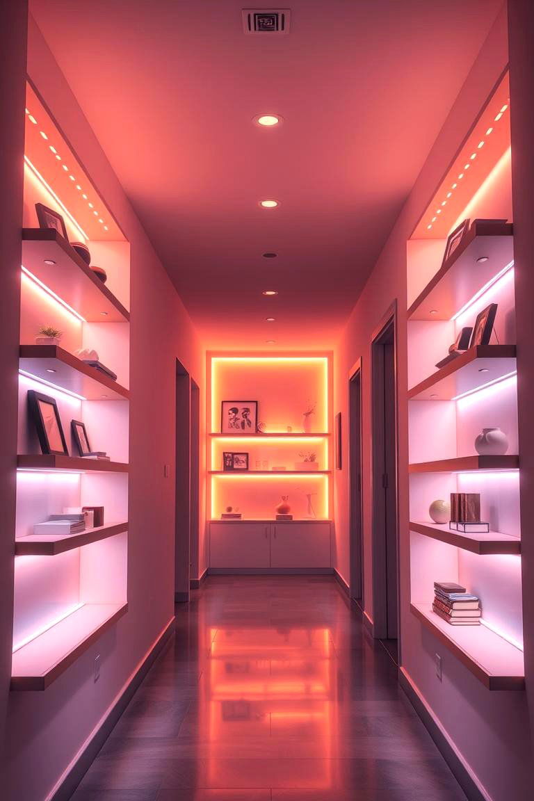 Illuminated Shelves - 24 Hallway Storage Ideas