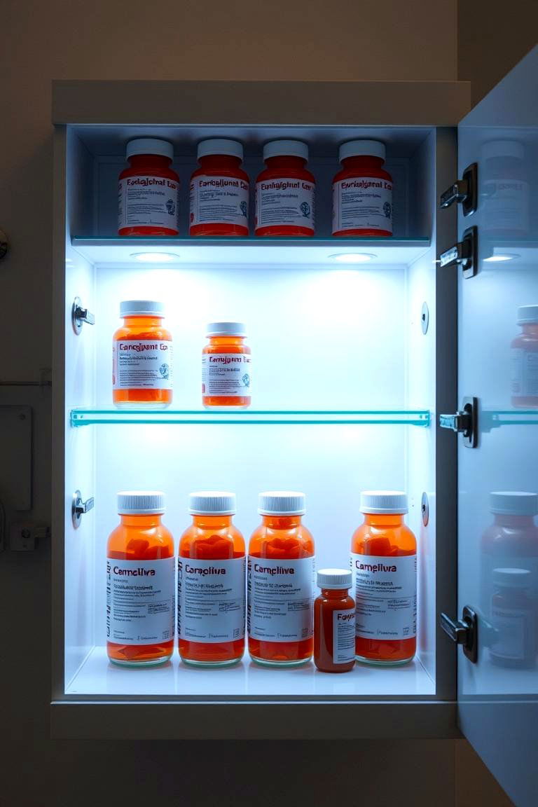 Illuminated Storage Cabinet - 24 Medicine Storage Ideas