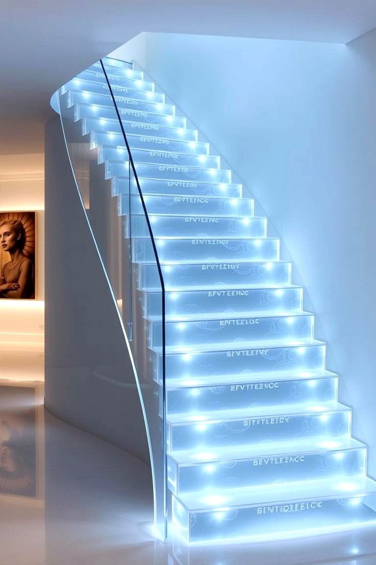 Illuminated Transparent Resin Stair Risers - 24 Stair Riser Ideas