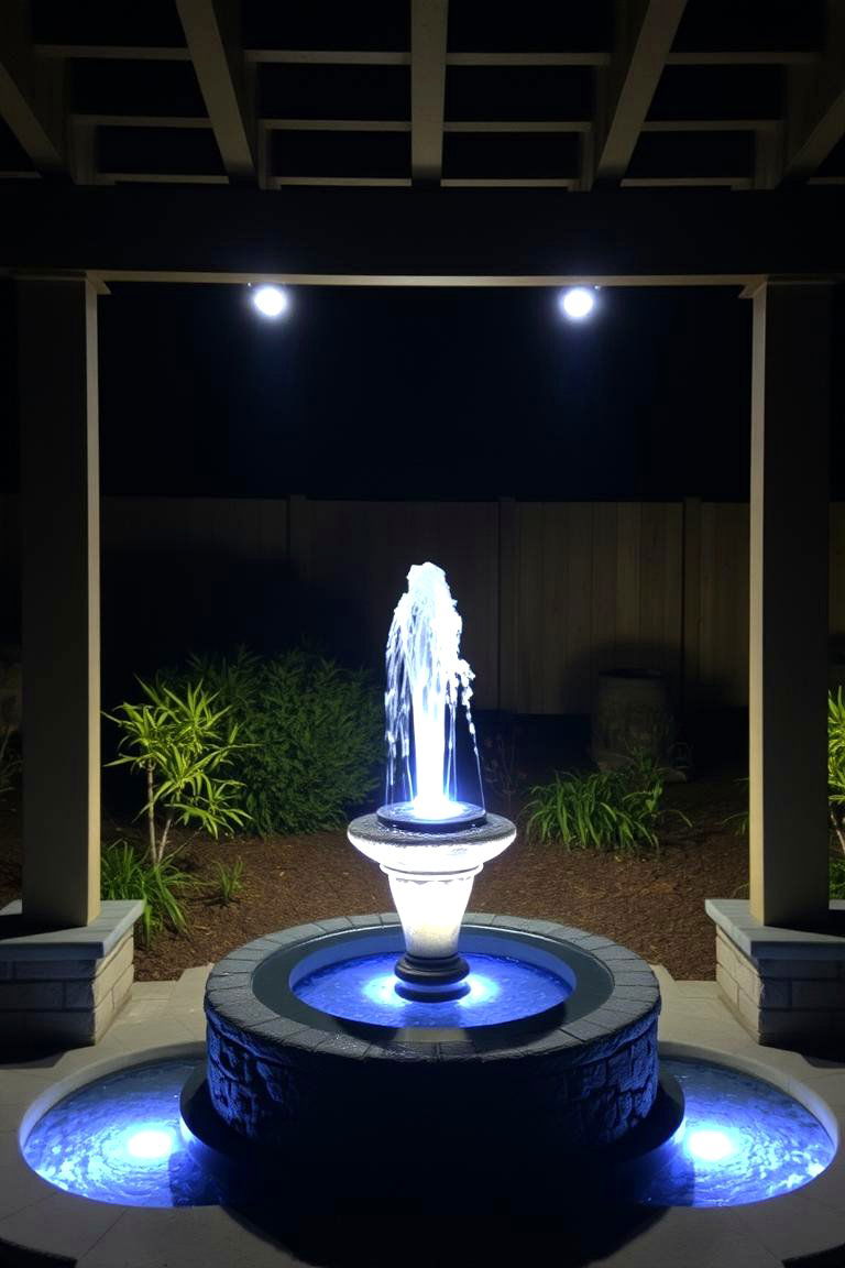 Illuminated Water Features for Tranquil Sounds and Light - 24 Pergola Lighting Ideas