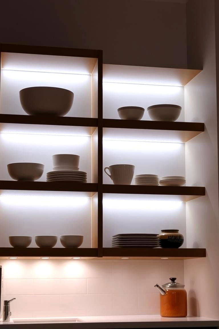 Illuminating Ideas Integrating Lighting Within Shelves - 24 Open Shelving Kitchen Ideas