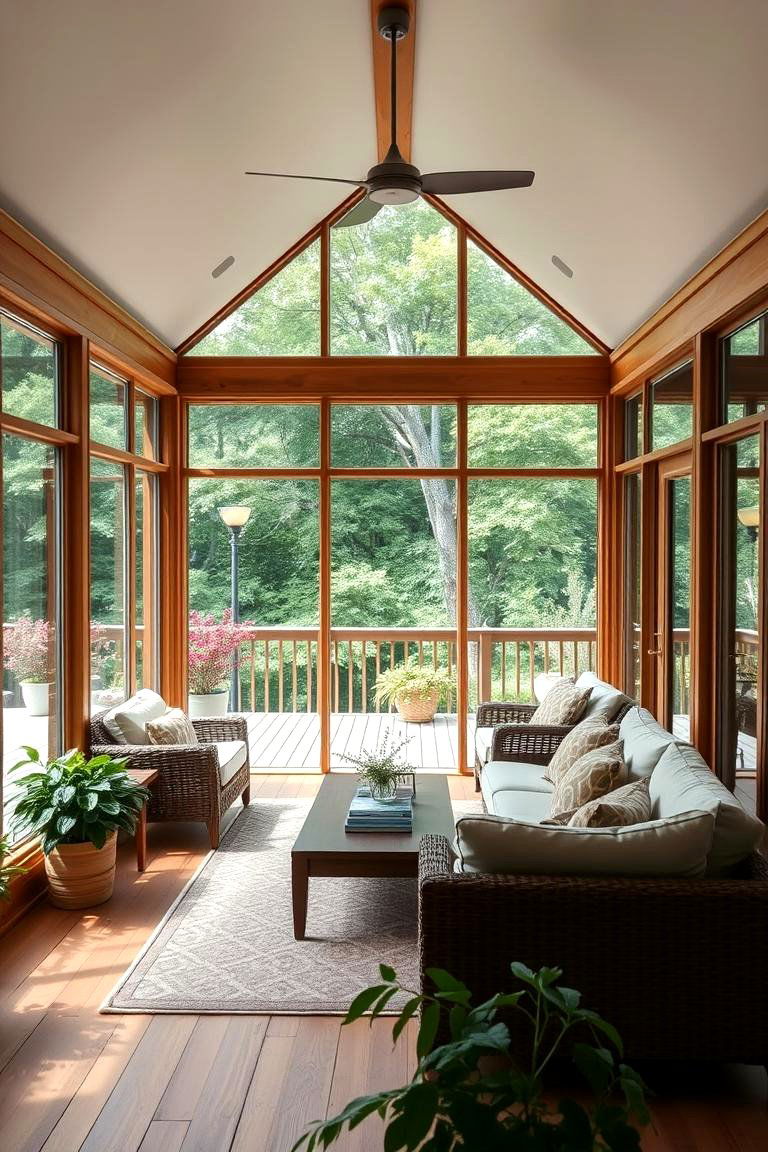 Imagine a Tranquil Garden View - 24 Sunroom and Deck Combo Ideas