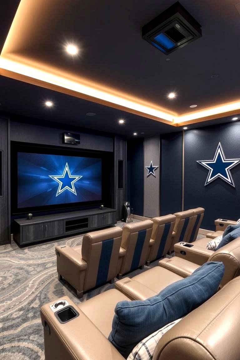 Immersive Home Theater Experience - 24 Dallas Cowboys Man Cave Ideas