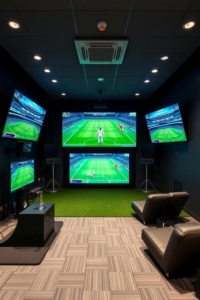 Immersive Sports Simulation Room - 24 Luxury Game Room Ideas