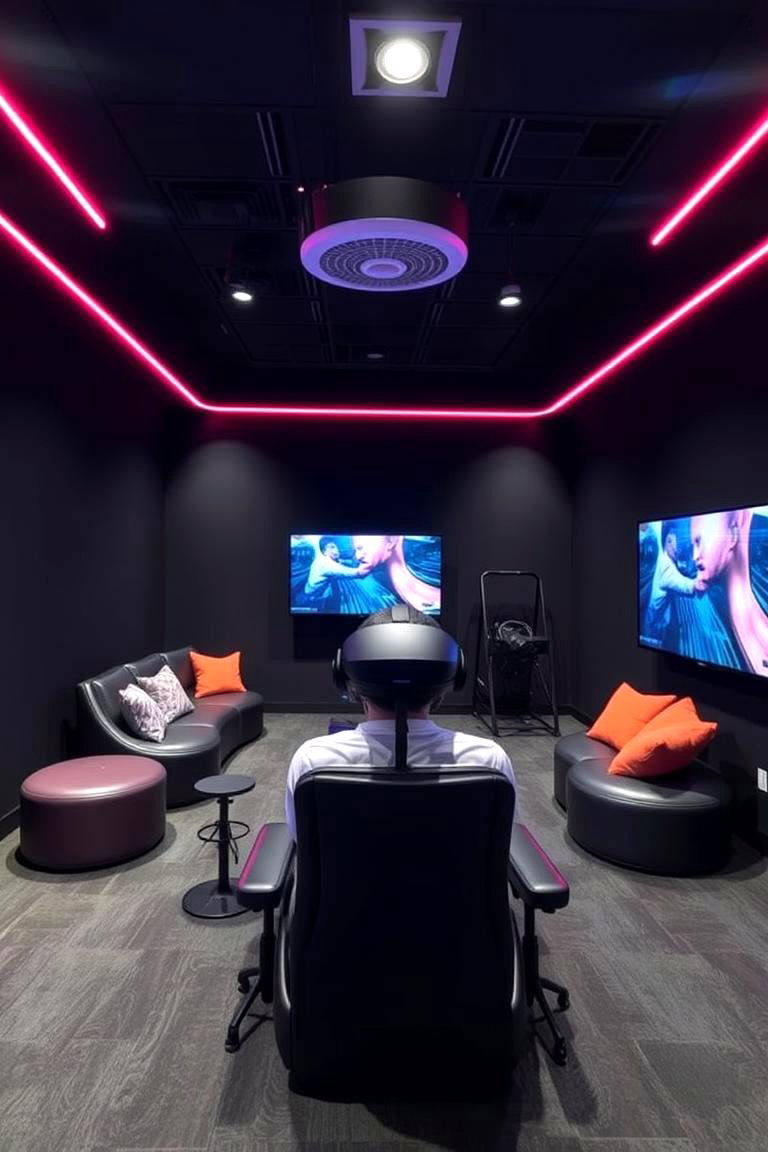 Immersive Virtual Reality Zone - 24 Black Gaming Room Ideas